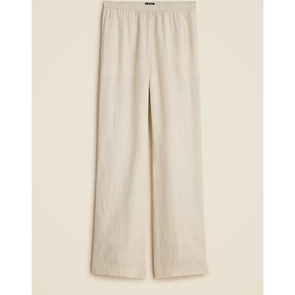 J Crew Stratus Pant S Natural Flax NWT Linen Wide Leg Trousers CL872 J.Crew - Picture 1 of 5